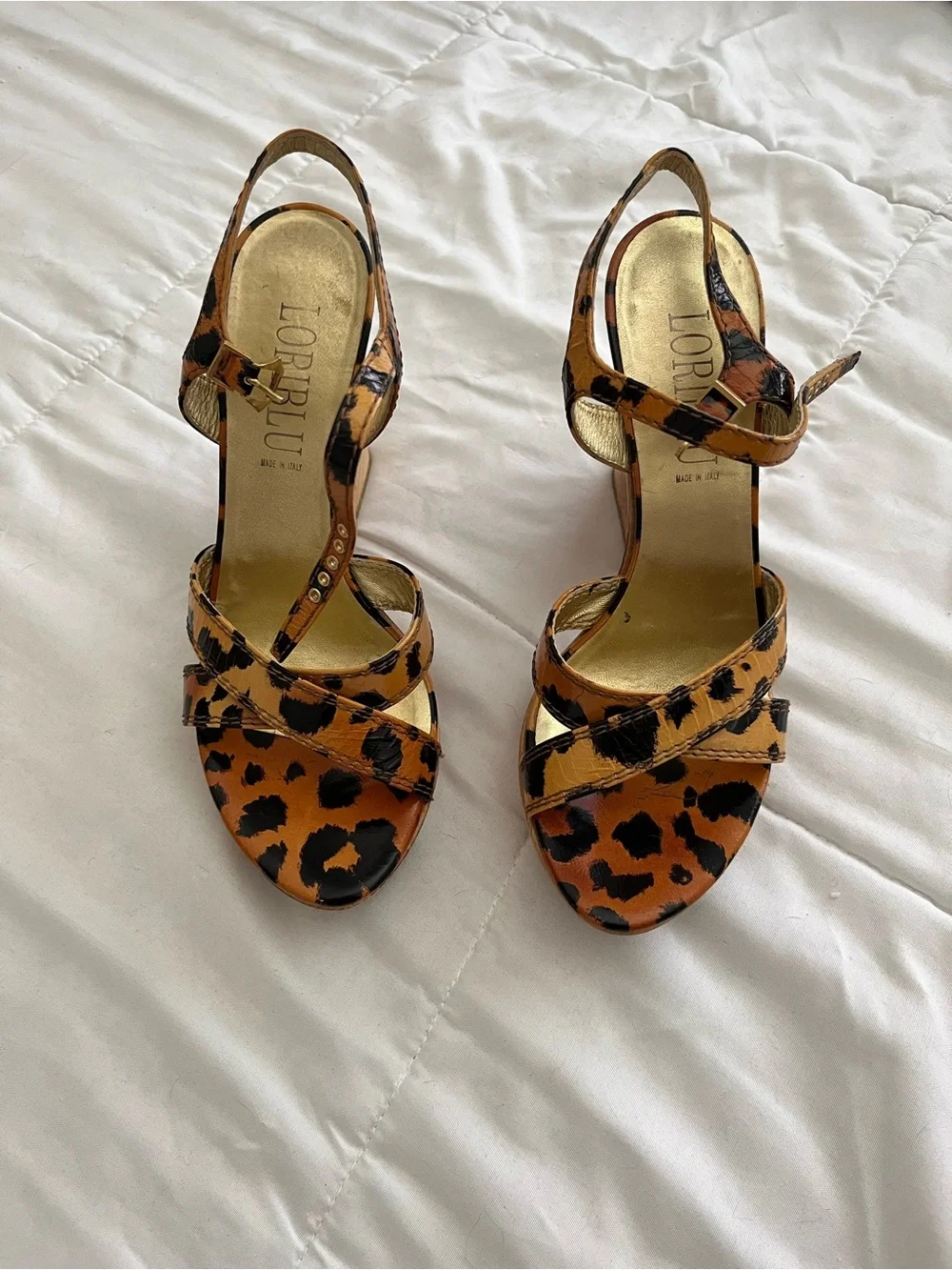 Loriblu Leopard Print Slingback Sandals in Brown